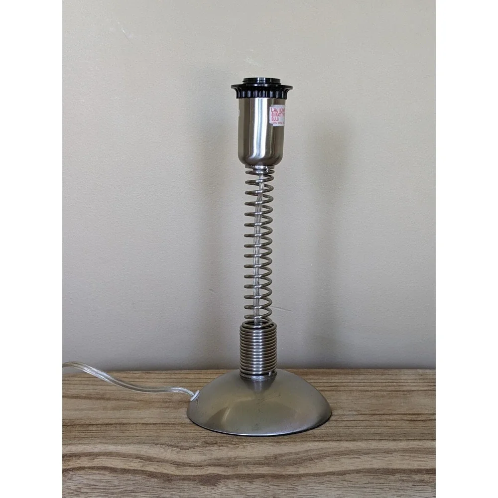 VTG Industrial Coil Spring Lamp Base Flexible Brushed Metal 12